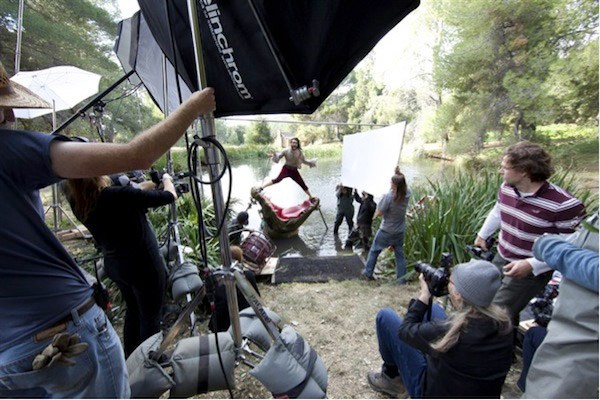 Actor Russell Brand, dressed as Captain Hook from Disney's Peter Pan, hams it up for Annie Leibovitz. Check out the Elinchrom EL Octa above.